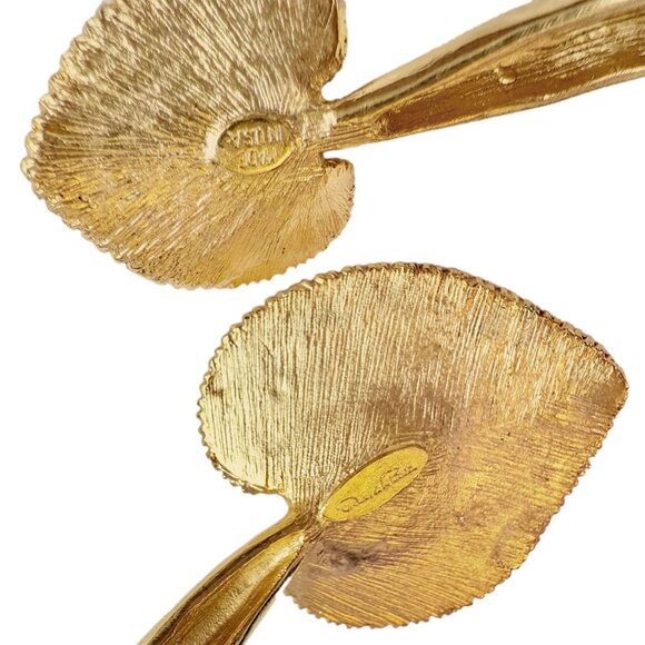 Oscar de la Renta Gold-Tone Lotus Blossom Leaf Cuff Bracelet – Rare Collectible - Picture 3 of 10